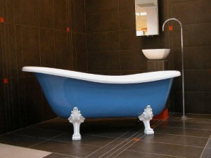 Freistehende Casa Padrino Luxus Badewanne Hellblau / Weiß