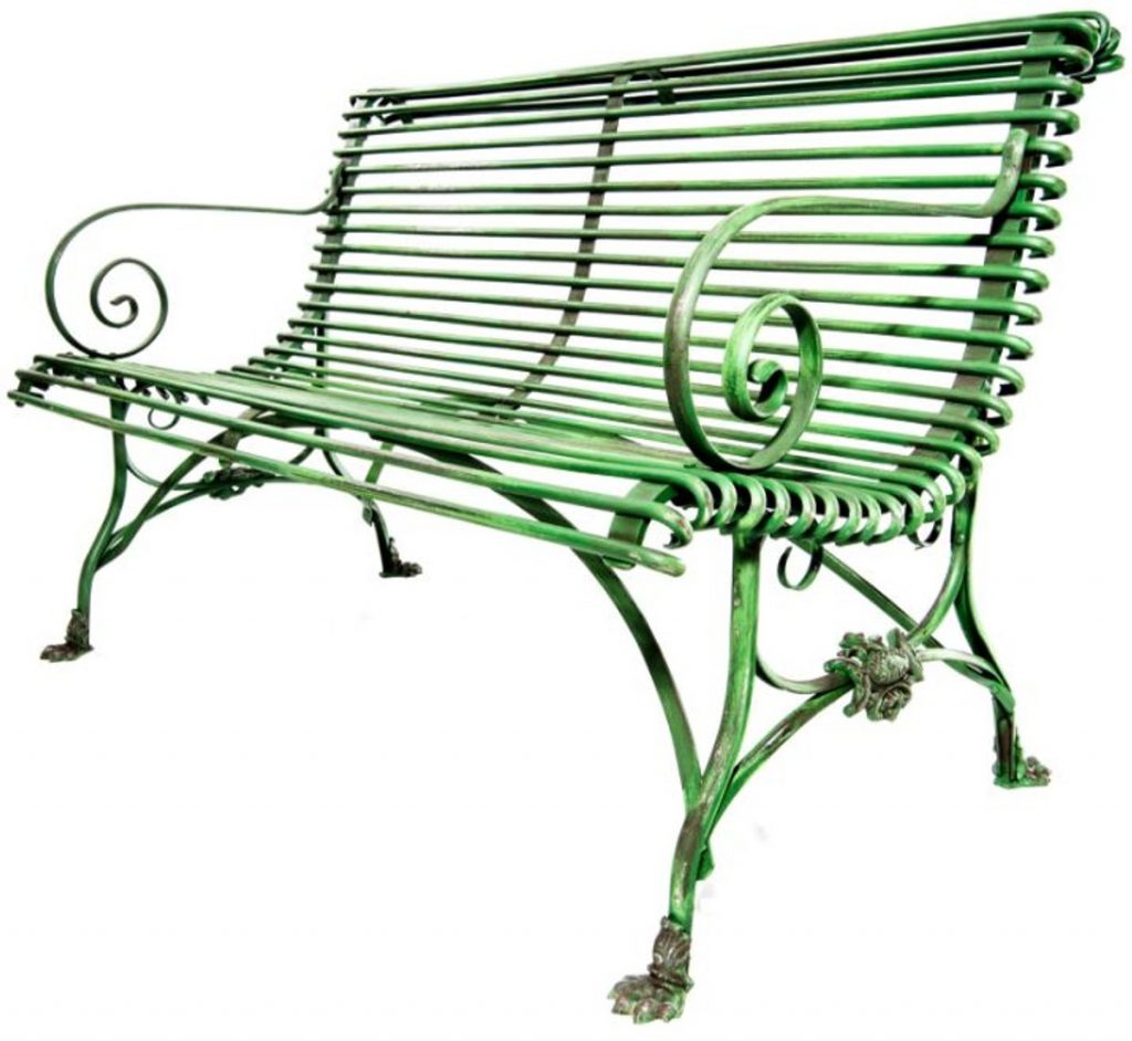 Vintage Stil Gartenbank im nostalgischen Look von Casa Padrino aus grünem Antik Stil Metall