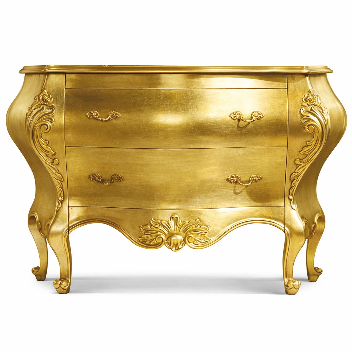 Exklusive Casa Padrino Luxus Barock Kommode in edlem Golddesign.