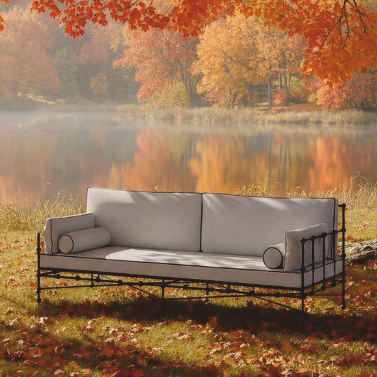 Exklusives Casa Padrino Luxus Schmiedeeisen Sofa in elegantem Schwarz und Grau.